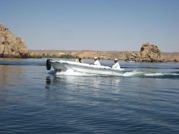 onthe boat to the Temple of Philae
