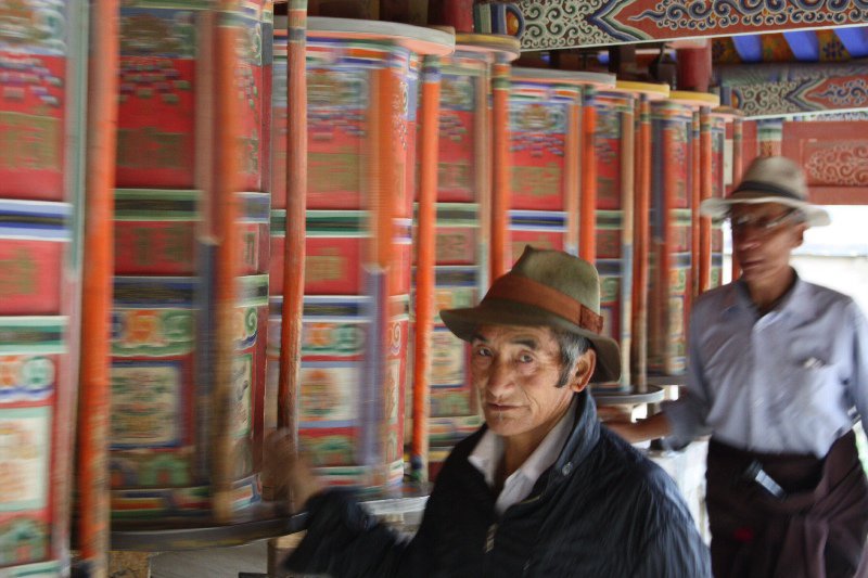 Prayer wheels at Labrang Monastery