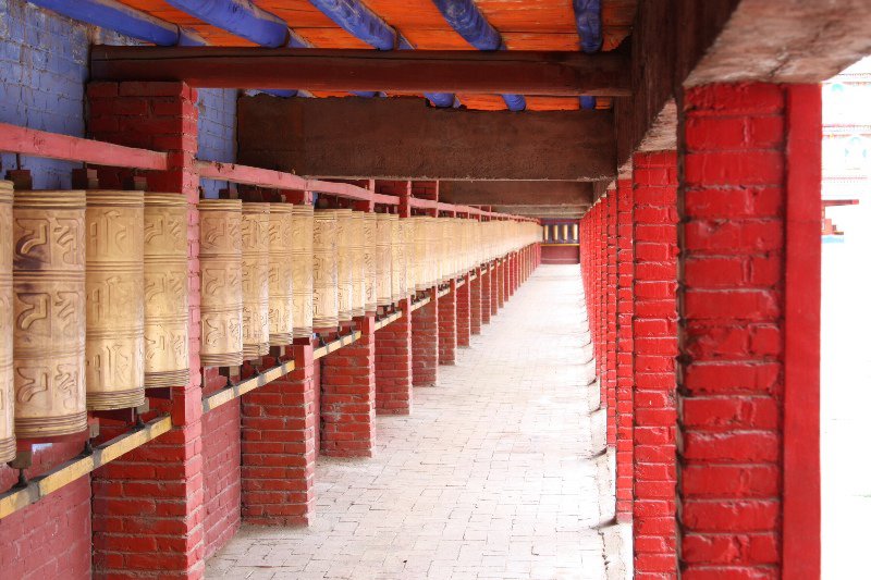 Prayer wheels at Wutun Lu - an ancient Tibetin monastery