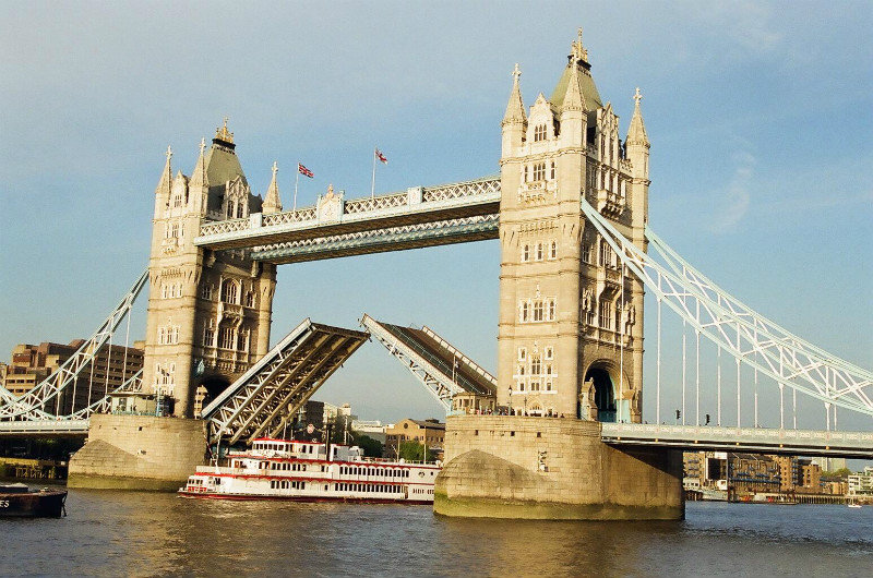 Boat Crossing Below Tower Bridge