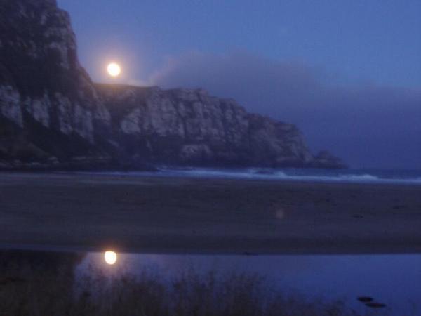 View of the Moon Rising Over Purakanui Bay From Our Campsite