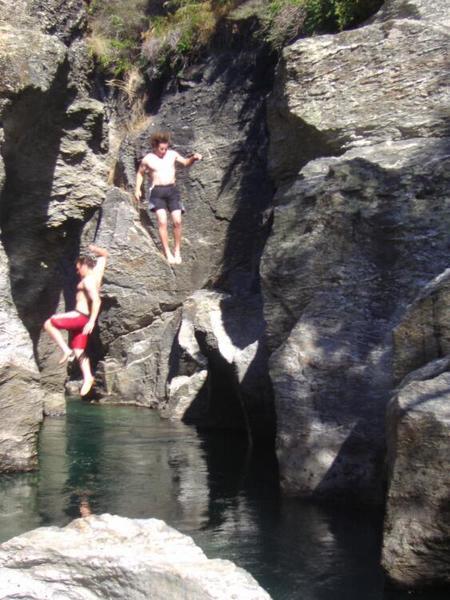 Scott and Clancy Cliff Jumping