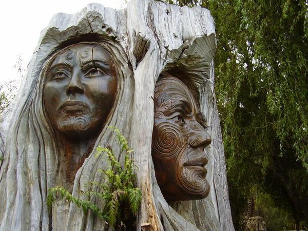 Really cool carving of Rangi and Papa from the Maori creation narratives. 