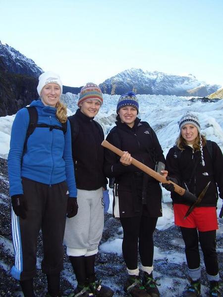 The girls on Fox Glacier. 