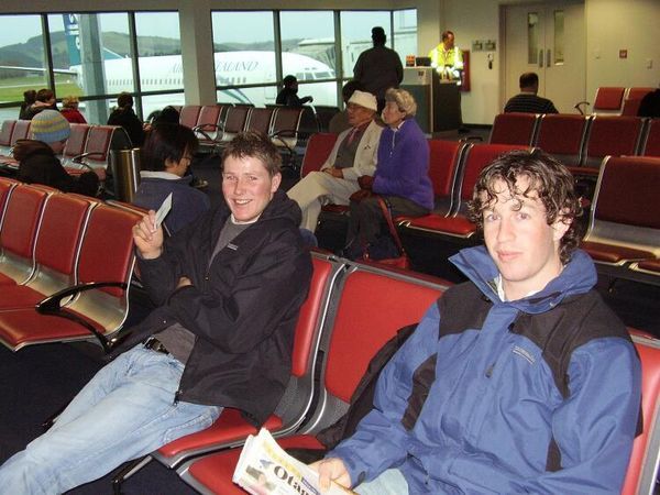 Scott and Jonesy in the airport before Jonesy's first flight. 