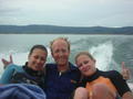 Andy & the Birmingham sisters Sophie & Alice on the speedboat