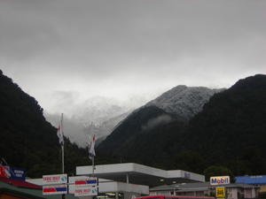 Snowy mountains in Franz Josef