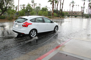 Flash flooding happening... Ian taking back rental car