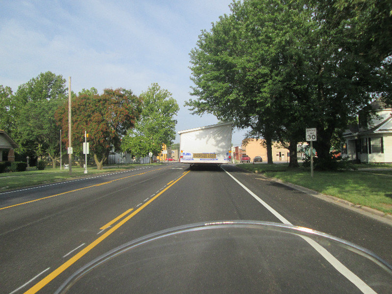 Following wide load outside Winfield, Kansas