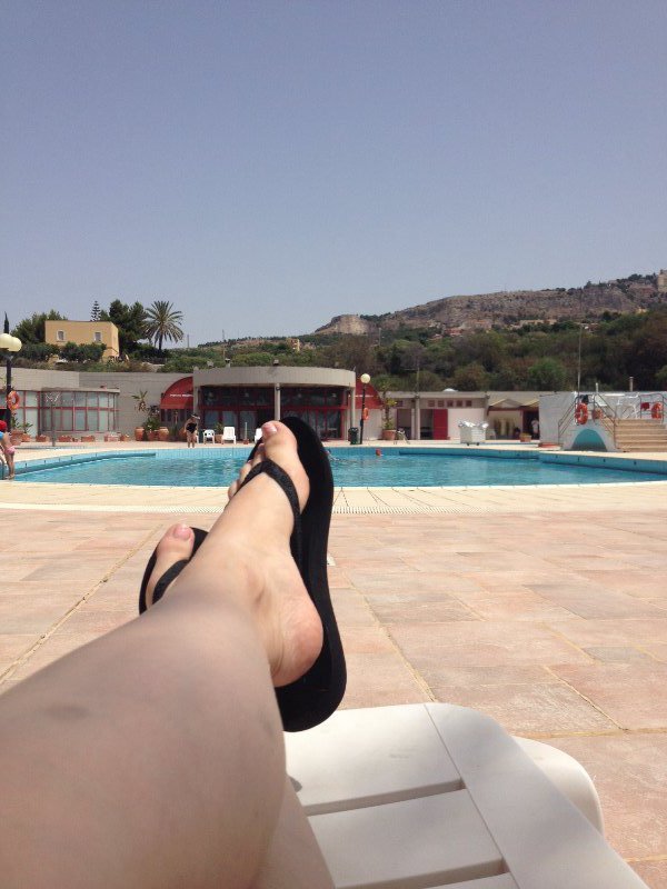 Lounging by the thermal pool