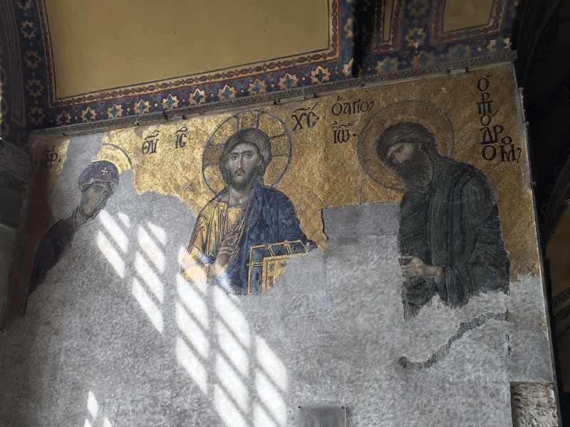 Mosaic of Jesus and two saints