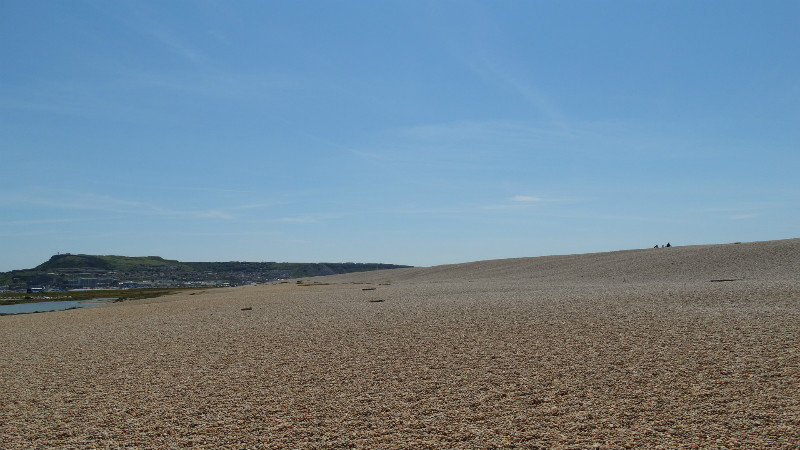 Chesil Beach with Portland Island in background