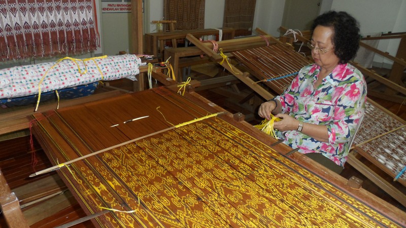 Skilled lady weaver