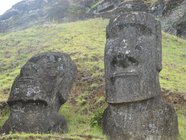 Moai on the volcano crater