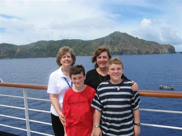 All of us in front of Pitcairn Island
