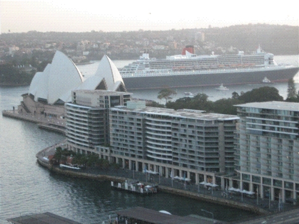 View of QM2 in Sydney to pick us up!