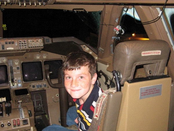 Matt in a 747 cockpit