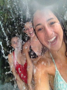 Underneath the waterfall
