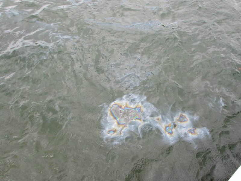 Oil Still Coming Up from the Wreckage Below.