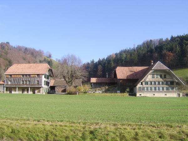 Traditional Swiss house and Barn