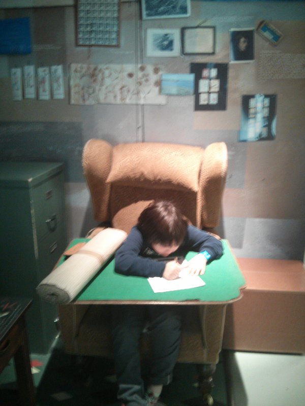At work in Roald Dahl's writing chair.