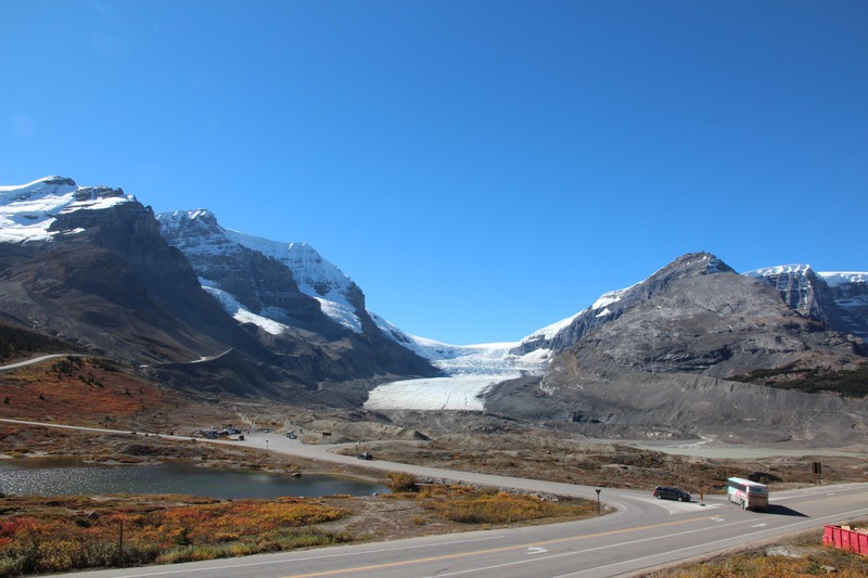 View of Athabasca Glacier from parking lot