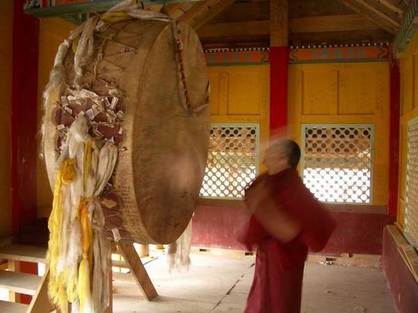 monk playing drum