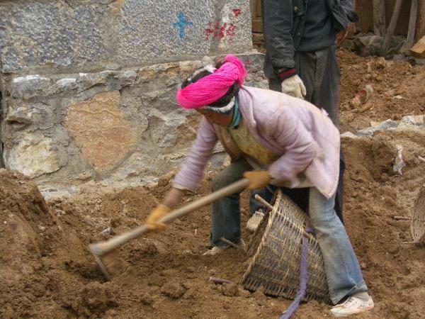 A woman working in construction