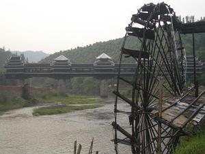 Bridge and water wheel