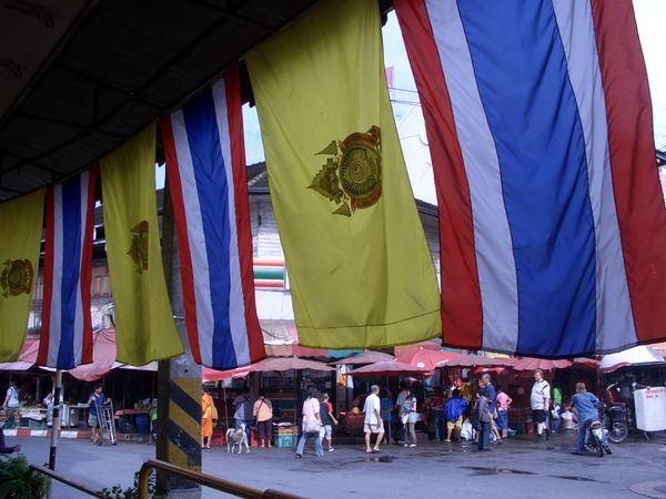 THAI NATIONAL FLAG AND THE YELLOW ROYAL FLAG
