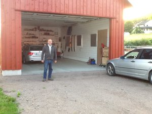 Andy and the garage he built
