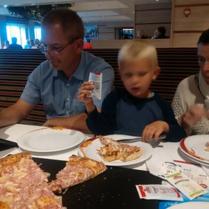 good pizza aboard the ferry!