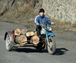 Bringing the wood home in Port baikal