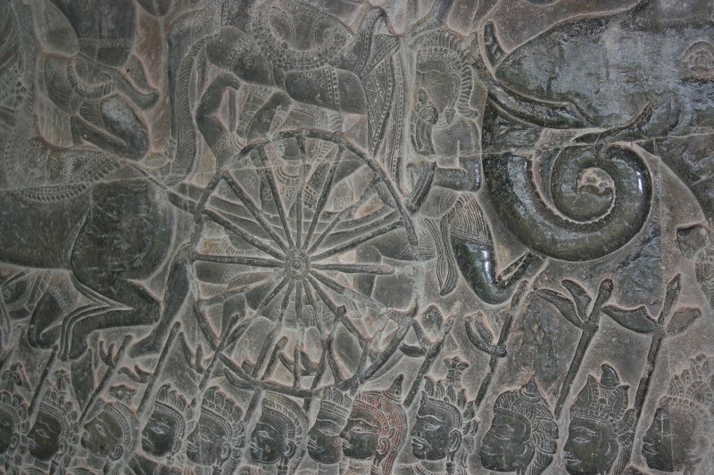 Bas Relief on wall at Angkor Wat