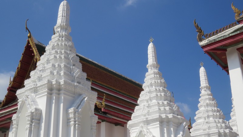 Bright white stupas in Bangkok
