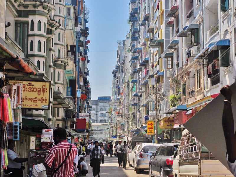 Busy street in Yangon