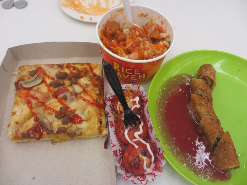 Our mix and match dinner from the food court