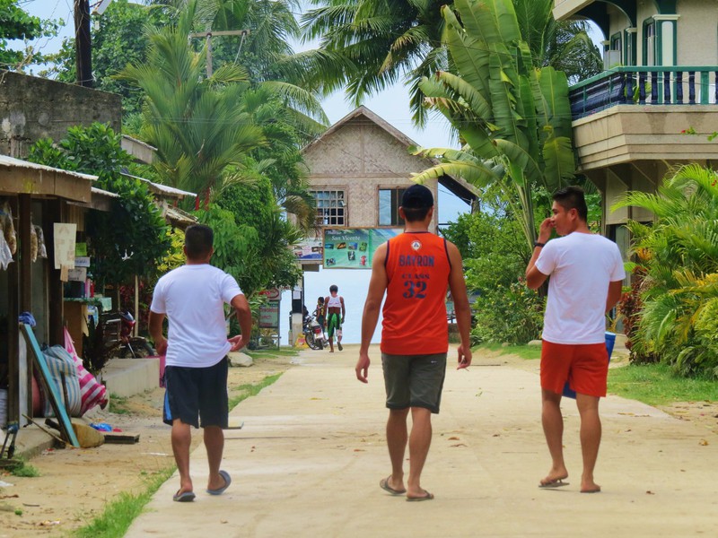 Locals walking to the beach