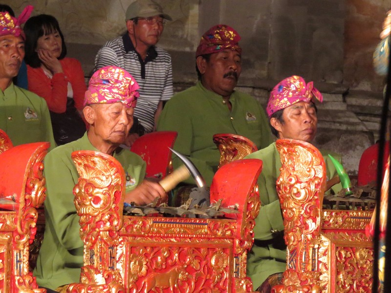 Men playing traditional instruments at Balinese dance