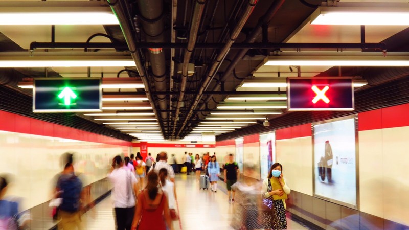 Hong Kong's busy metro station
