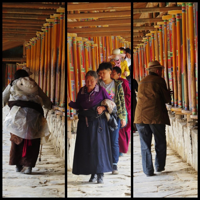 Spinning the Tibetan prayer wheels
