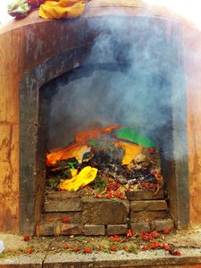 Fir tree leaves being burnt in furnaces