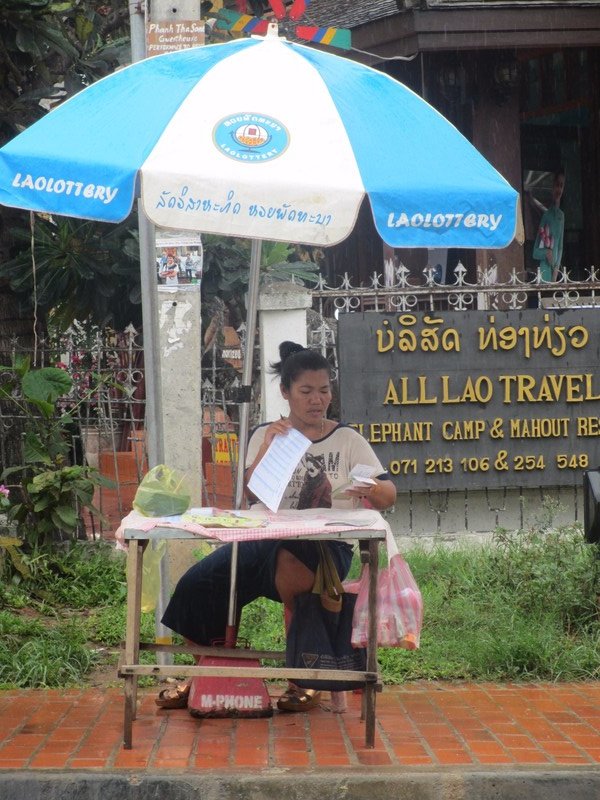Laos lottery ticket sellers