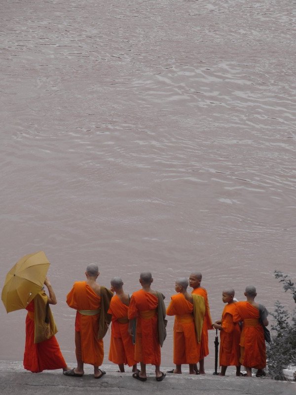 Novice monks awaiting their boat