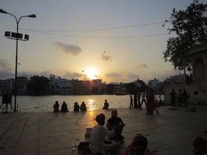 Beautiful sunset by the ghats