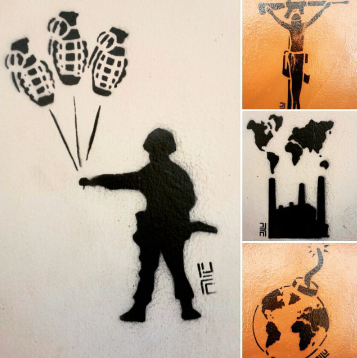 Thought provoking stencils by artist DJ Lu
