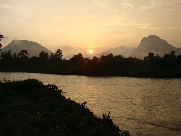 Sunset Over The Nam Song River.