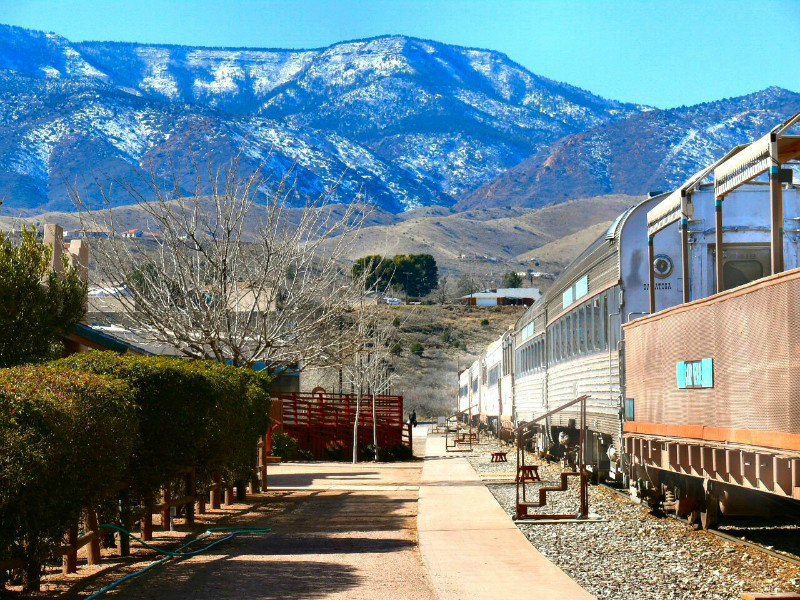 the Verde Canyon train in Clarkdale station