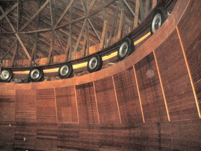 As this indoor photo shows, it was built entirely of wood.