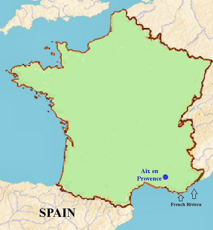 Aix is located about 19 miles (30km) north of Marseilles.